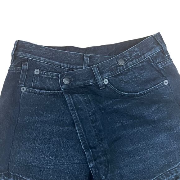 R13 Black Crossover Denim Jeans ShortsIn Jake Black Size 26 - Picture 5 of 14